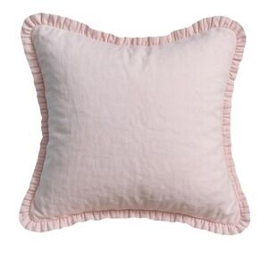 Pottery Barn Two Pink Linen Pillow Sham‎ 22 X 22 Box Pleated Ruffle Edge 2" Deep